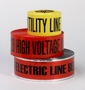 66220 3" X 300 FOOT (4 MIL) RED NON-DETECTACTABLE BURIAL TAPE - CAUTION BURIED ELECTRIAL LINE BELOW